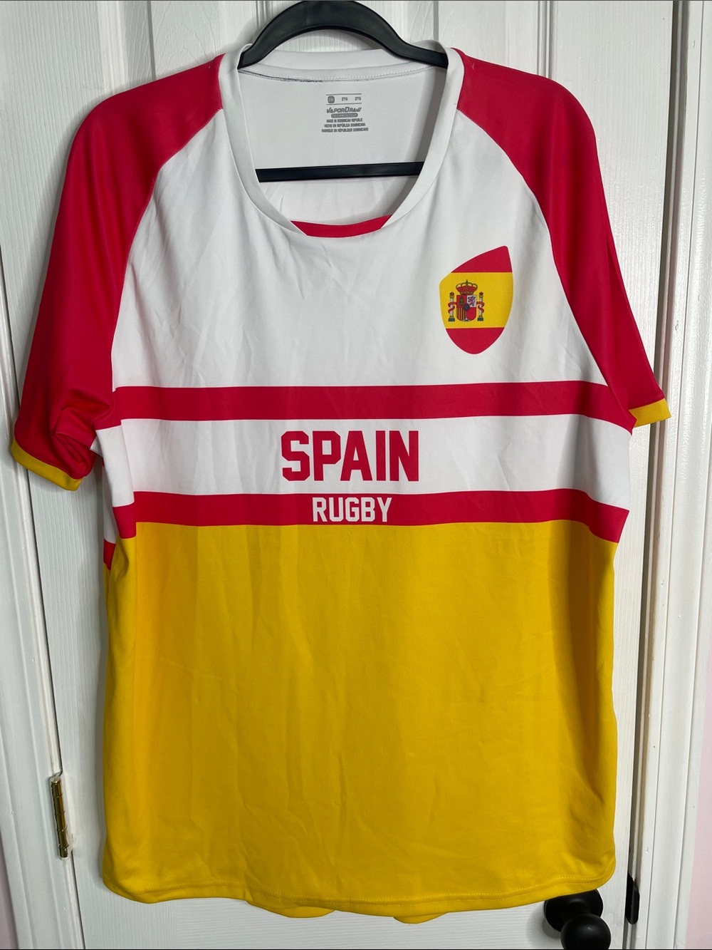 Spain Rugby Short Sleeve Jersey - vibrant colors in Red, White & Yellow